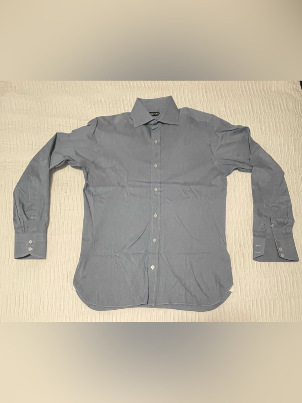 Tom Ford Men's Long Sleeve Dress Shirt Size 41/16 Blue Micro Check / Italy